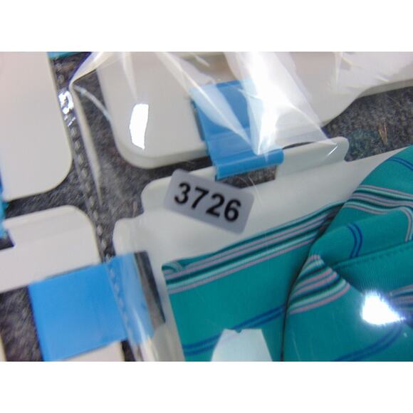 Fennec Polo Shirt Mens Large Teal‎ Blue Striped Short Sleeve Golf Casual - Picture 8 of 8